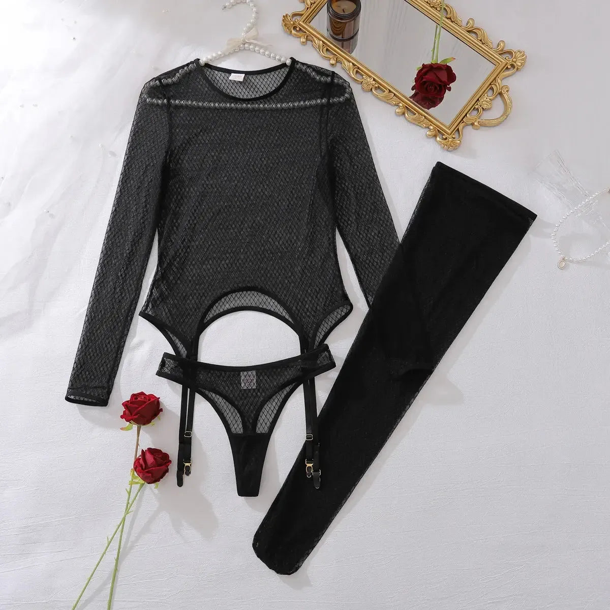 Amara Fishnet Lingerie Set