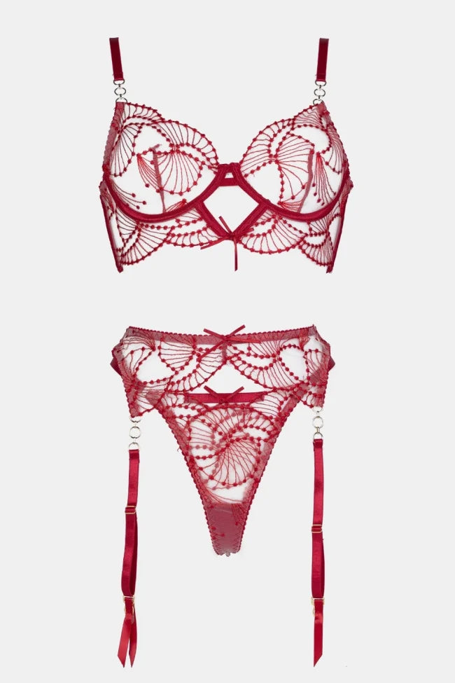 Tia Crimson Luxury Lingerie Set